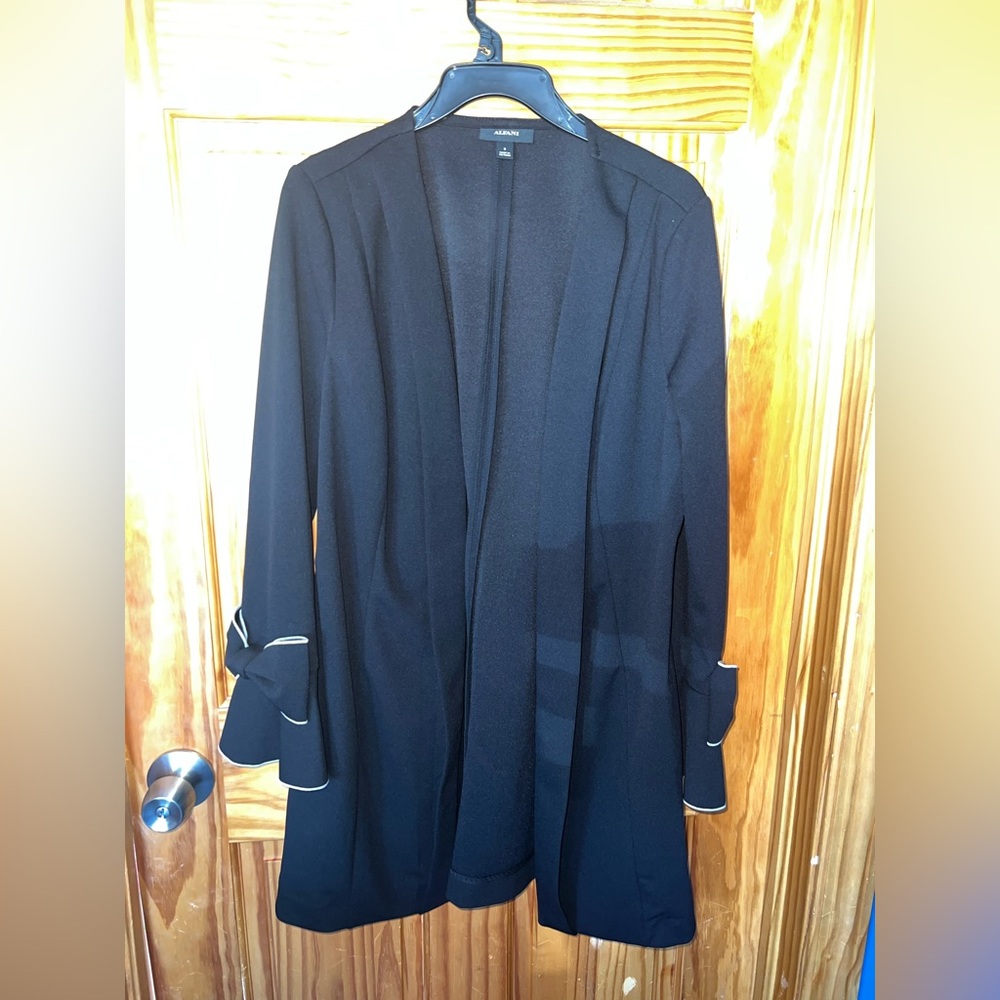 Alfani black jacket with bow on sleeves